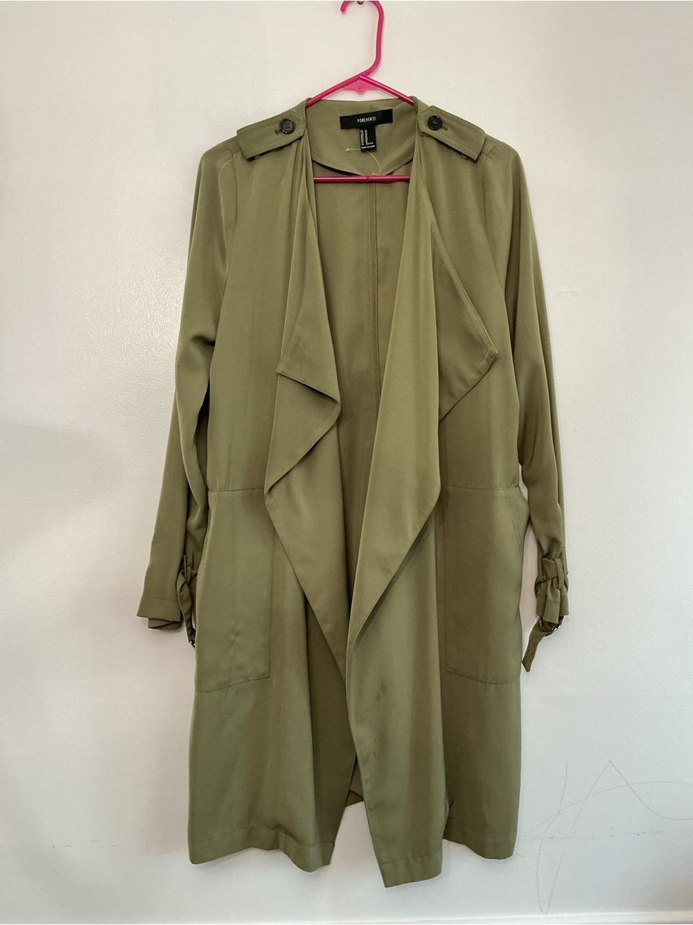 Forever 21 Olive Draped Trench Coat